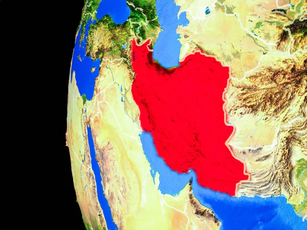 Irã Espaço Modelo Realista Planeta Terra Com Fronteiras País Superfície — Fotografia de Stock