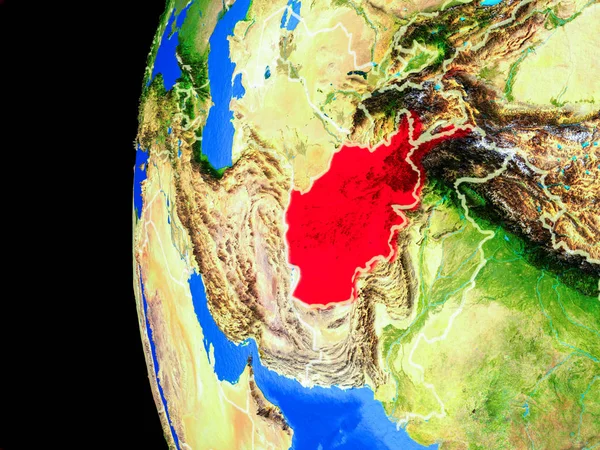 Afeganistão Espaço Modelo Realista Planeta Terra Com Fronteiras País Superfície — Fotografia de Stock
