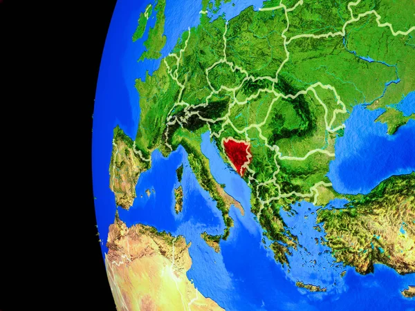 Bósnia Herzegovina Partir Espaço Modelo Realista Planeta Terra Com Fronteiras — Fotografia de Stock