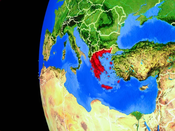 Grécia Espaço Modelo Realista Planeta Terra Com Fronteiras País Superfície — Fotografia de Stock