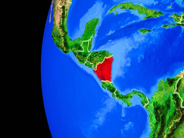 Nicaragua Űrből Reális Modell Föld Bolygó Részletes Bolygó Felszínén Ország — Stock Fotó