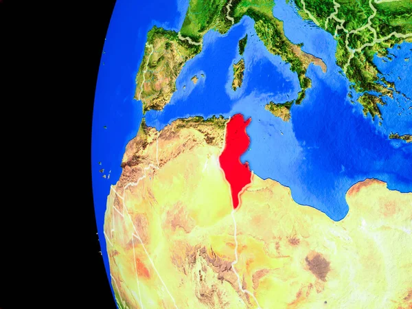 Tunísia Espaço Modelo Realista Planeta Terra Com Fronteiras País Superfície — Fotografia de Stock