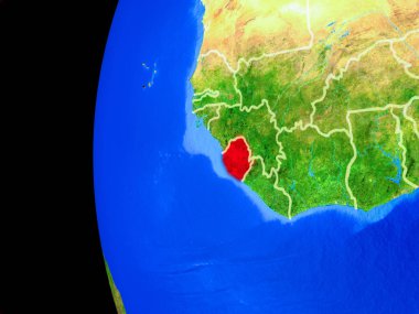 Sierra Leone gerçekçi modeli bir ülke sınırları ve detaylı gezegenin yüzeyi ile dünya gezegeni uzaydan. 3D çizim. Nasa tarafından döşenmiş bu görüntü unsurları.