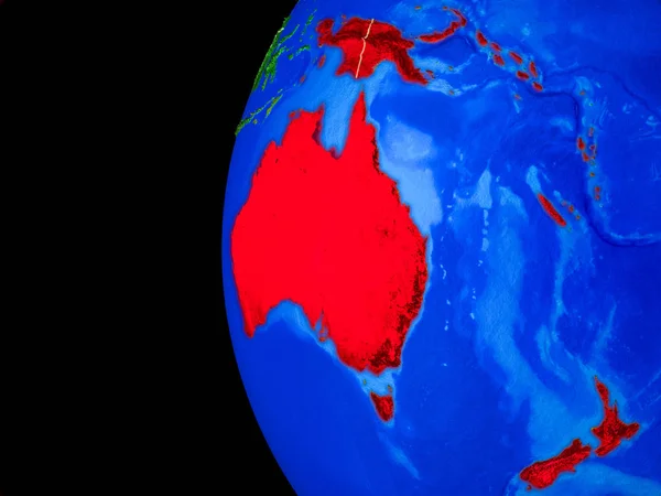 Australia Desde Espacio Modelo Realista Del Planeta Tierra Con Fronteras — Foto de Stock
