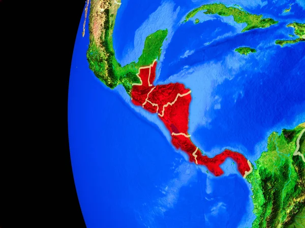 Центральна Америка Від Місця Реалістична Модель Планети Земля Кордони Докладні — стокове фото