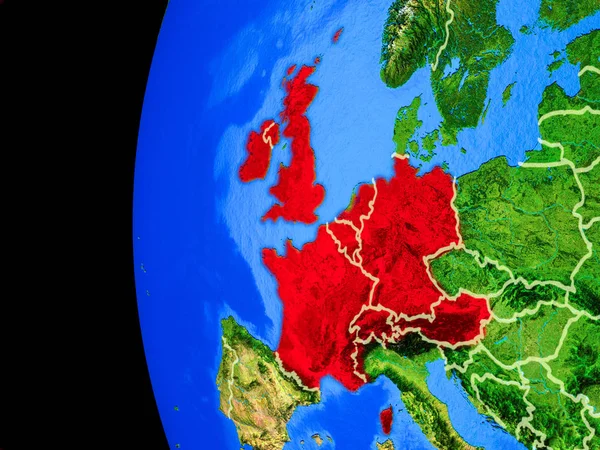 서유럽 테두리와 상세한 지구의 현실적인 모델에 공간에서 그림입니다 Nasa에서 하는이 — 스톡 사진