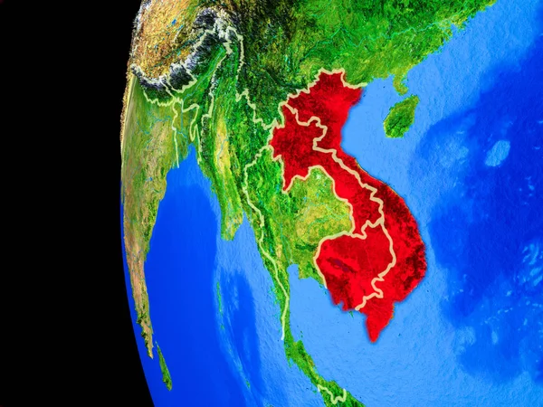 Indochina Aus Dem All Auf Einem Realistischen Modell Des Planeten — Stockfoto