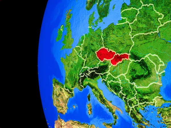 Бывшая Чехословакия Космоса Реалистичной Модели Планеты Земля Границами Страны Детальной — стоковое фото