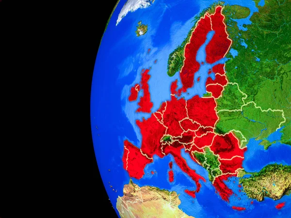 Unione Europea Dallo Spazio Sul Modello Realistico Del Pianeta Terra — Foto Stock