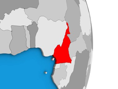 Kamerun basit siyasi 3d dünya üzerinde. 3D çizim.