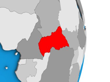 Orta Afrika basit siyasi 3d dünya üzerinde. 3D çizim.