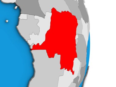 Kongo basit siyasi 3d Globe dem mümessili. 3D çizim.