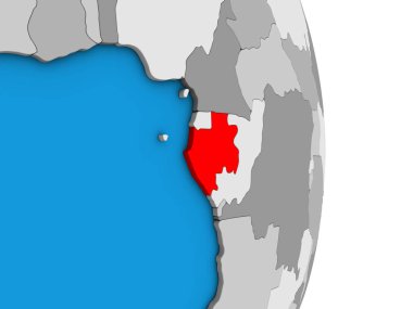 Gabon basit siyasi 3d dünya üzerinde. 3D çizim.