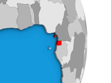 Ekvator Ginesi basit siyasi 3d dünya üzerinde. 3D çizim.