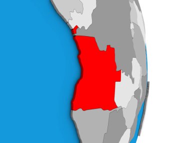 Angola basit siyasi 3d dünya üzerinde. 3D çizim.