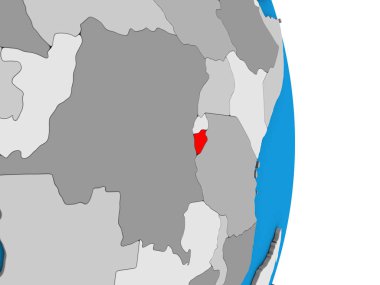 Burundi basit siyasi 3d dünya üzerinde. 3D çizim.