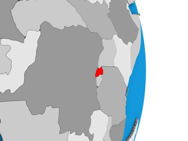 Ruanda basit siyasi 3d dünya üzerinde. 3D çizim.