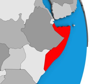 Somali basit siyasi 3d dünya üzerinde. 3D çizim.