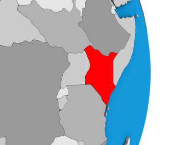 Kenya basit siyasi 3d dünya üzerinde. 3D çizim.