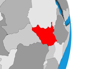 Güney Sudan basit siyasi 3d dünya üzerinde. 3D çizim.