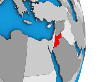 Jordan basit siyasi 3d dünya üzerinde. 3D çizim.