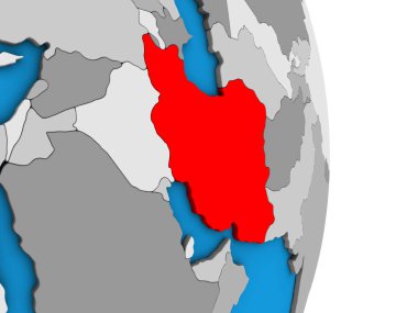 Iran basit siyasi 3d dünya üzerinde. 3D çizim.