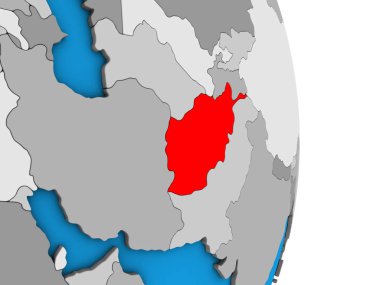 Afganistan basit siyasi 3d dünya üzerinde. 3D çizim.
