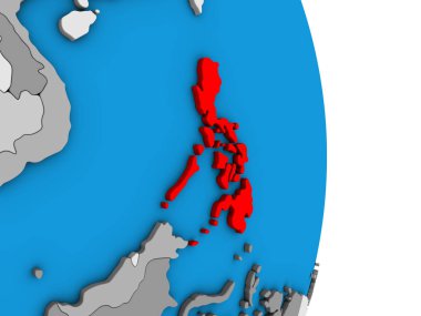 Filipinler basit siyasi 3d dünya üzerinde. 3D çizim.