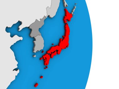 Basit siyasi 3d küre üzerinde Japonya. 3D çizim.