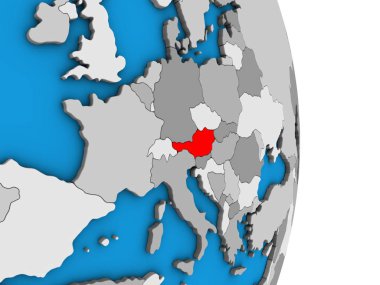 Avusturya basit siyasi 3d dünya üzerinde. 3D çizim.