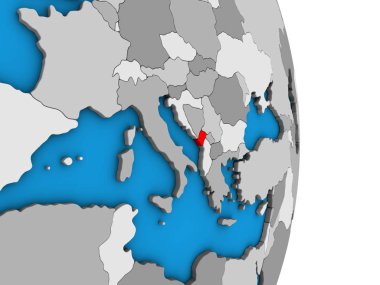 Karadağ basit siyasi 3d dünya üzerinde. 3D çizim.