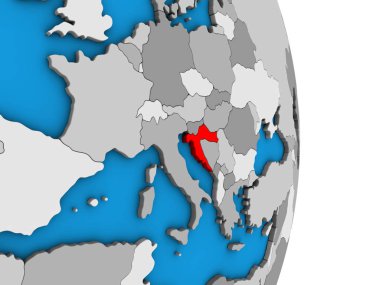 Hırvatistan basit siyasi 3d dünya üzerinde. 3D çizim.