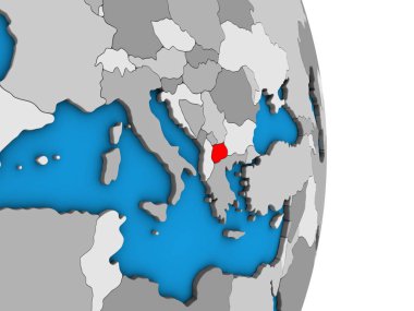 Makedonya basit siyasi 3d dünya üzerinde. 3D çizim.