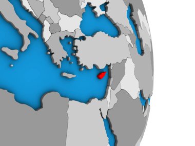 Kıbrıs basit siyasi 3d dünya üzerinde. 3D çizim.
