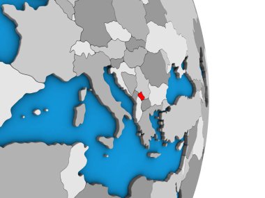 Kosova basit siyasi 3d dünya üzerinde. 3D çizim.