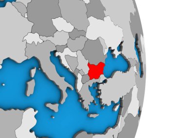 Bulgaristan basit siyasi 3d dünya üzerinde. 3D çizim.