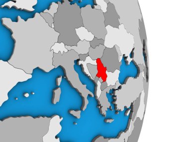 Sırbistan basit siyasi 3d dünya üzerinde. 3D çizim.