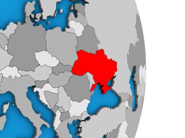 Ukrayna basit siyasi 3d dünya üzerinde. 3D çizim.