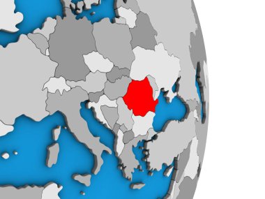 Romanya basit siyasi 3d dünya üzerinde. 3D çizim.