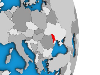 Moldova basit siyasi 3d dünya üzerinde. 3D çizim.