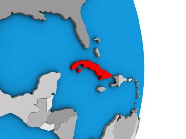 Küba basit siyasi 3d dünya üzerinde. 3D çizim.