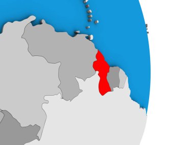 Guyana basit siyasi 3d dünya üzerinde. 3D çizim.