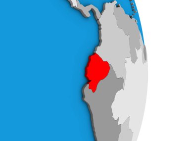 Ekvador basit siyasi 3d dünya üzerinde. 3D çizim.