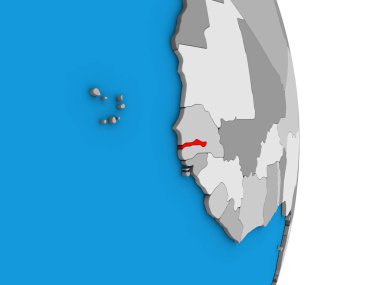 Gambiya basit siyasi 3d dünya üzerinde. 3D çizim.