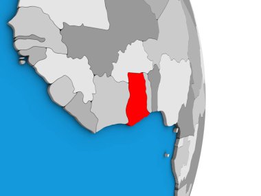 Gana basit siyasi 3d dünya üzerinde. 3D çizim.