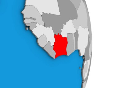 Fildişi Sahili basit siyasi 3d dünya üzerinde. 3D çizim.