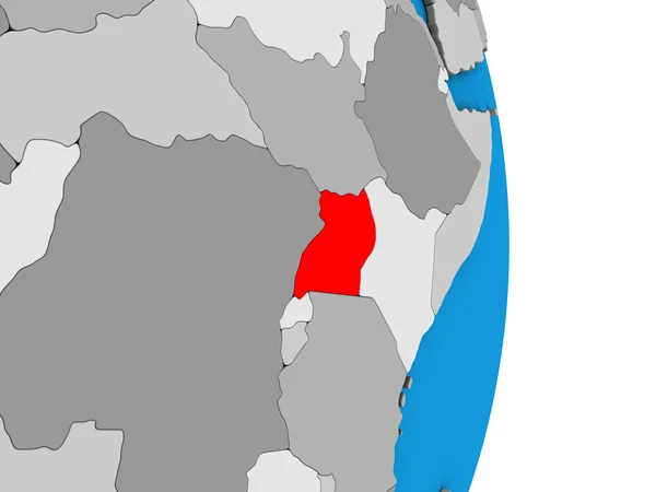 Ugandai Egyszerű Politikai Földgömb Illusztráció — Stock Fotó