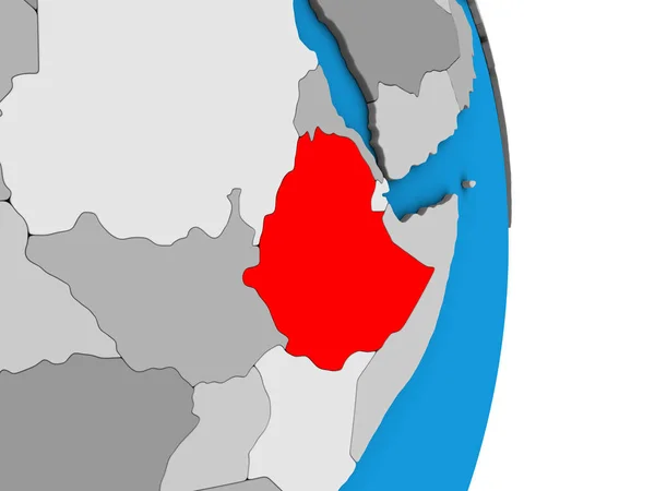 간단한 정치적인 지구에는 에티오피아 일러스트 — 스톡 사진