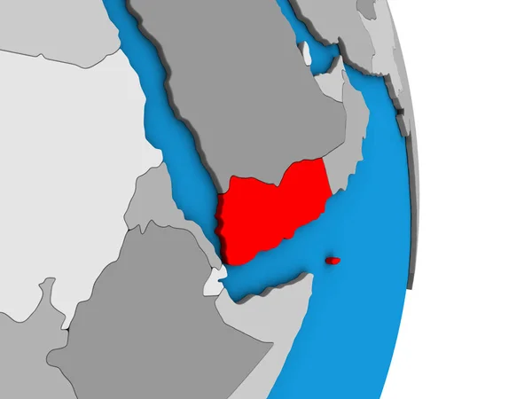 Yemen Basit Siyasi Dünya Üzerinde Çizim — Stok fotoğraf