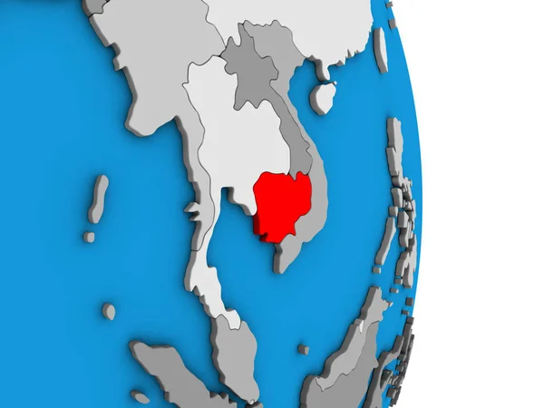 Kambodscha Auf Einem Simplen Politischen Globus Illustration — Stockfoto